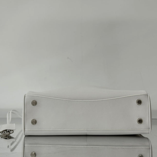RODEO MEDIUM BAG 35 IN WHITE SMOOTH CALFSKIN SILVER HARDWARE
