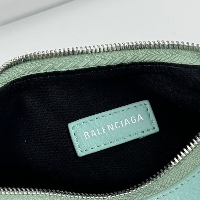 LE CAGOLE SMALL SHOULDER BAG 26 WITH RHINESTONES IN MINT GREEN LAMBSKIN