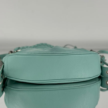 LE CAGOLE SMALL SHOULDER BAG 26 WITH RHINESTONES IN MINT GREEN LAMBSKIN