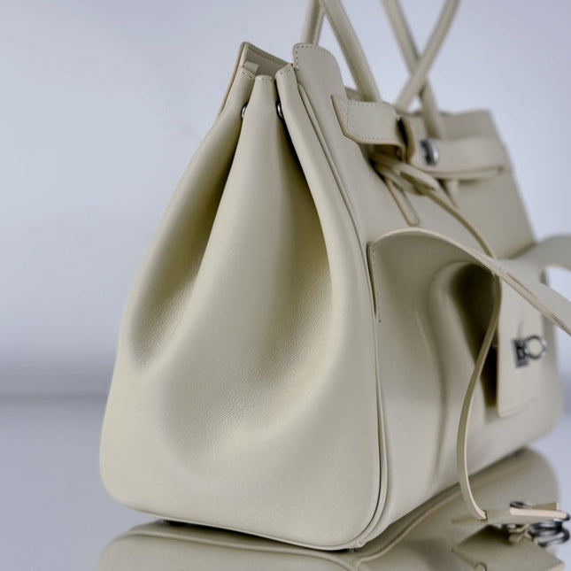 BEL AIR CARRY ALL BAG 29 IN WHITE NAPPA LAMBSKIN SILVER HARDWARE