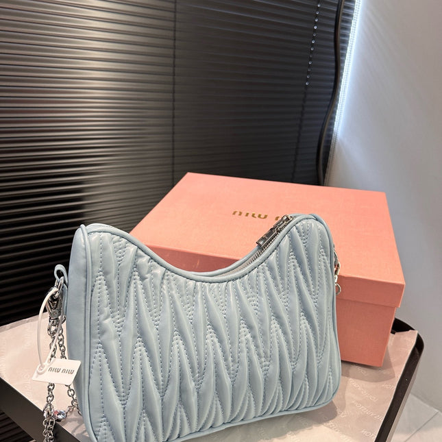 CRYSTAL CHAIN 25 BAG IN BABY BLUE LAMBSKIN