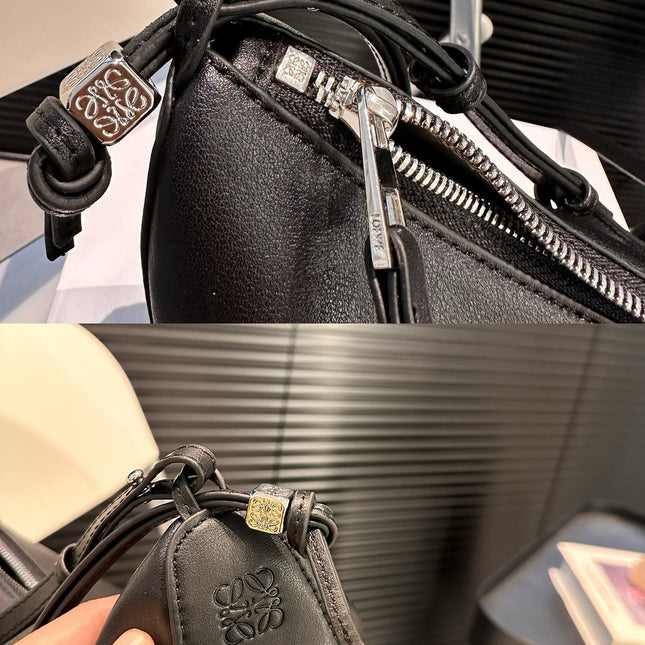 LOE LUNA HOBO 17 BAG IN BLACK CALFSKIN