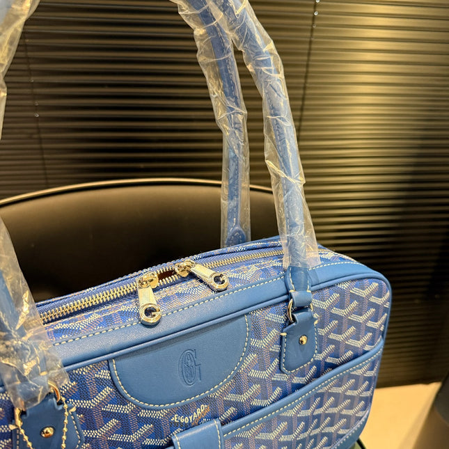 SAINT MARTIN BAG 35 IN BLUE GOYARDINE CANVAS AND CALFSKIN