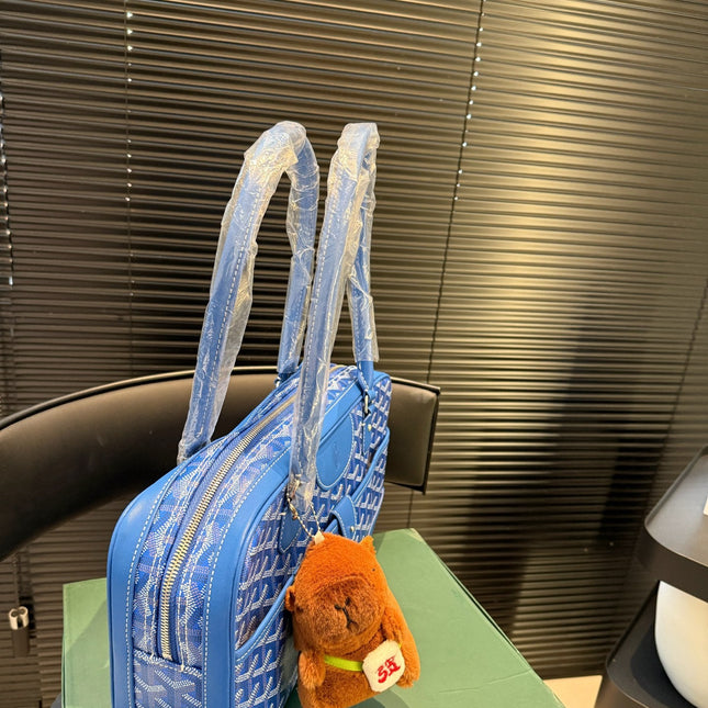 SAINT MARTIN BAG 35 IN BLUE GOYARDINE CANVAS AND CALFSKIN