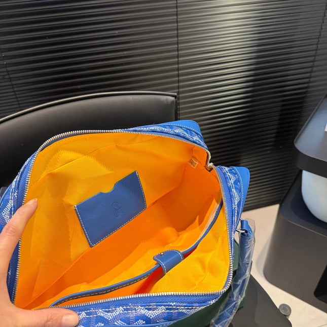 SAINT MARTIN BAG 35 IN BLUE GOYARDINE CANVAS AND CALFSKIN