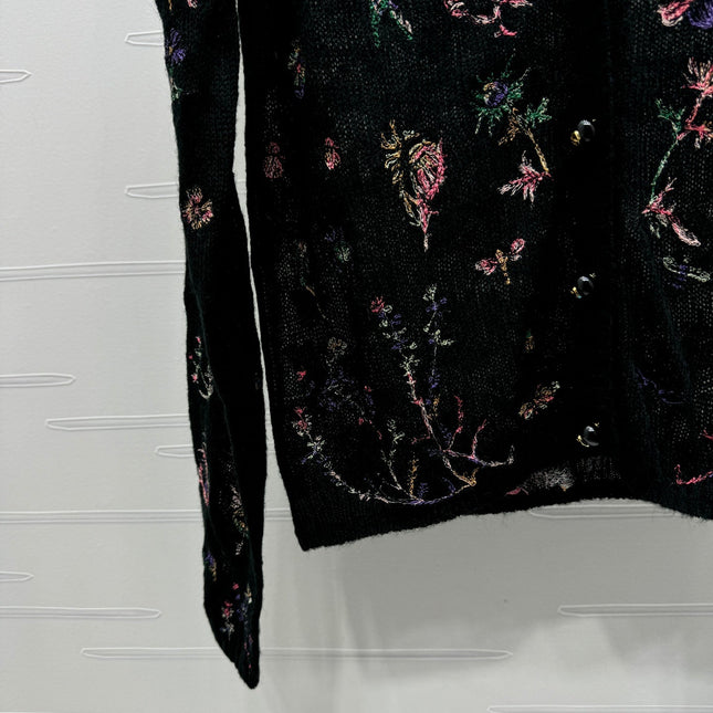 DIOR KNITTED V-NECK FLORAL EMBROIDERED CARDIGAN 276698