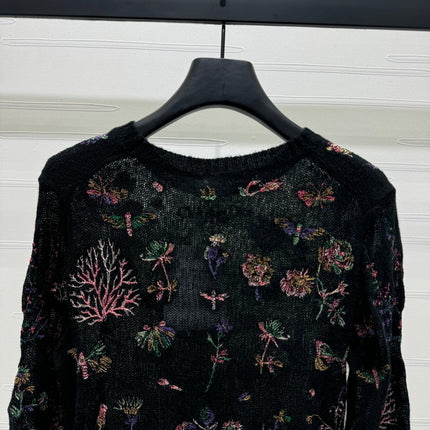 DIOR FLORAL EMBROIDERED KNITTED LONG-SLEEVE TOP 276695