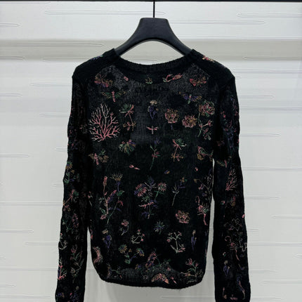 DIOR FLORAL EMBROIDERED KNITTED LONG-SLEEVE TOP 276695