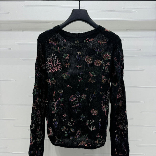DIOR FLORAL EMBROIDERED KNITTED LONG-SLEEVE TOP 276695