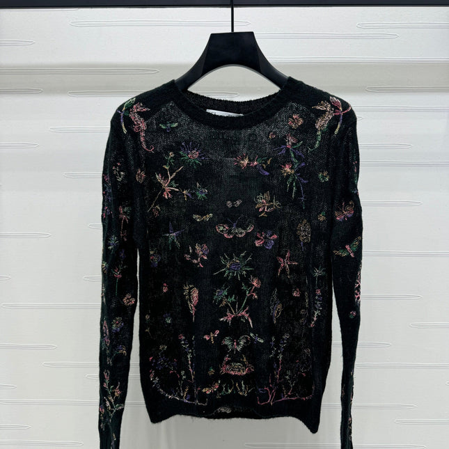 DIOR FLORAL EMBROIDERED KNITTED LONG-SLEEVE TOP 276695