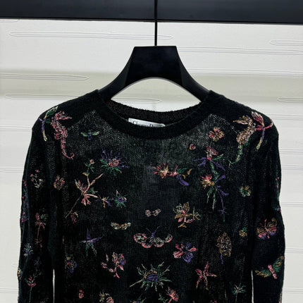 DIOR FLORAL EMBROIDERED KNITTED LONG-SLEEVE TOP 276695