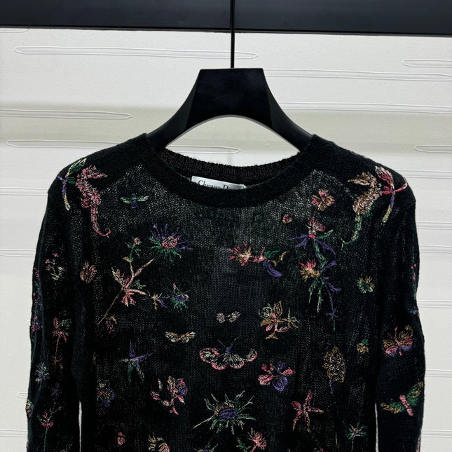 DIOR FLORAL EMBROIDERED KNITTED LONG-SLEEVE TOP 276695