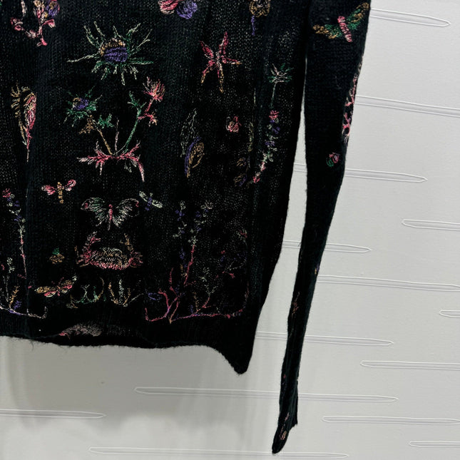 DIOR FLORAL EMBROIDERED KNITTED LONG-SLEEVE TOP 276695