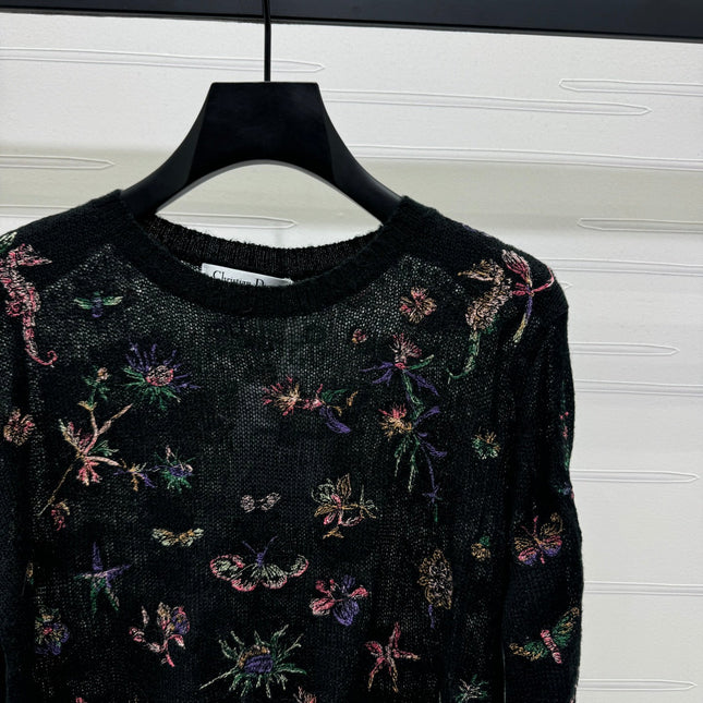 DIOR FLORAL EMBROIDERED KNITTED LONG-SLEEVE TOP 276695