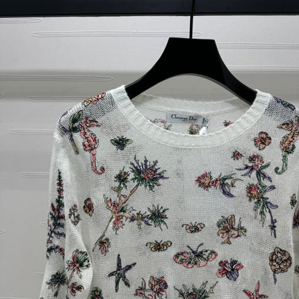 DIOR FLORAL EMBROIDERED KNITTED LONG-SLEEVE TOP 276696
