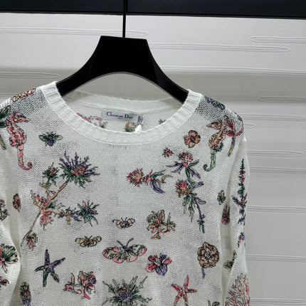 DIOR FLORAL EMBROIDERED KNITTED LONG-SLEEVE TOP 276696