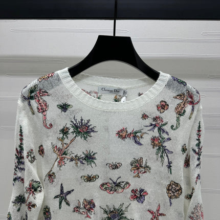 DIOR FLORAL EMBROIDERED KNITTED LONG-SLEEVE TOP 276696