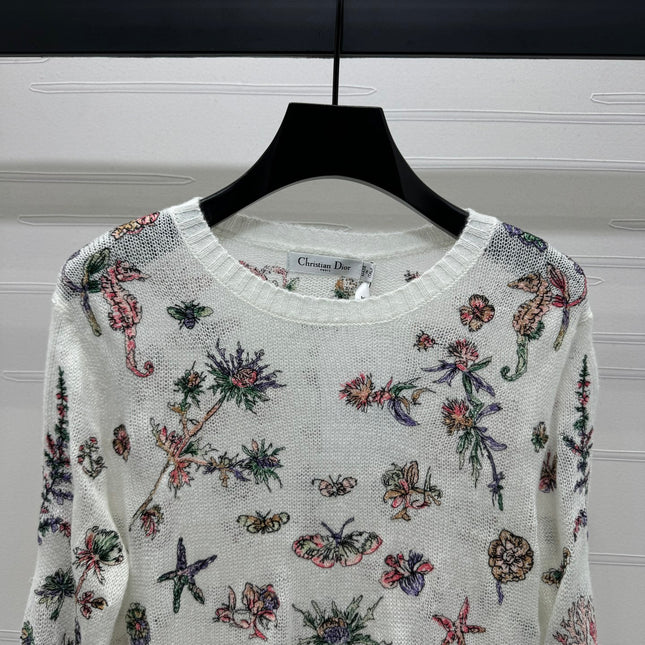 DIOR FLORAL EMBROIDERED KNITTED LONG-SLEEVE TOP 276696
