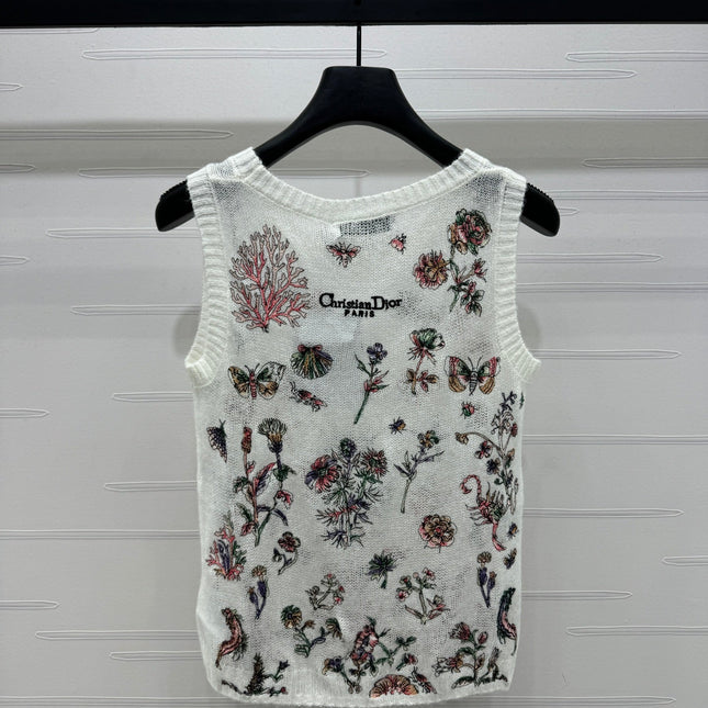 DIOR FLORAL EMBROIDERED KNITTED TANK TOP 276693