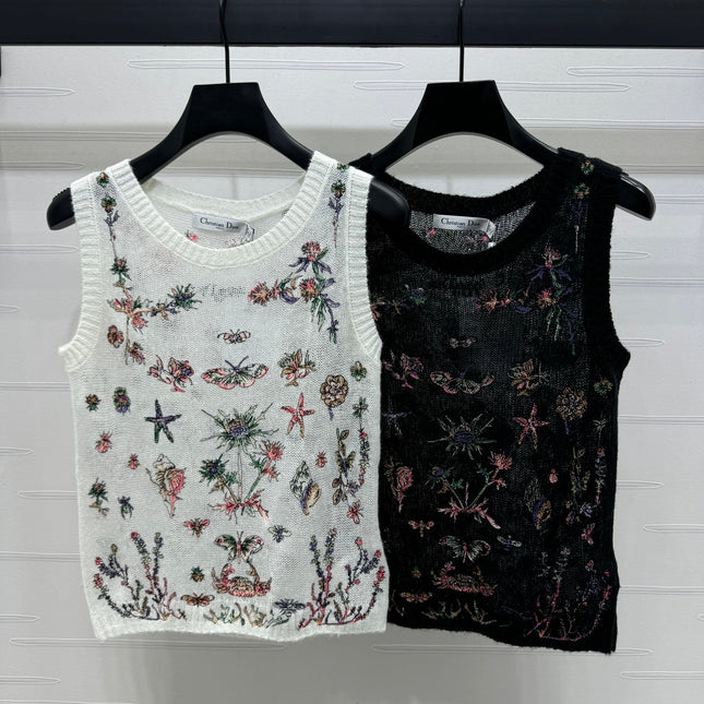 DIOR FLORAL EMBROIDERED KNITTED TANK TOP 276693