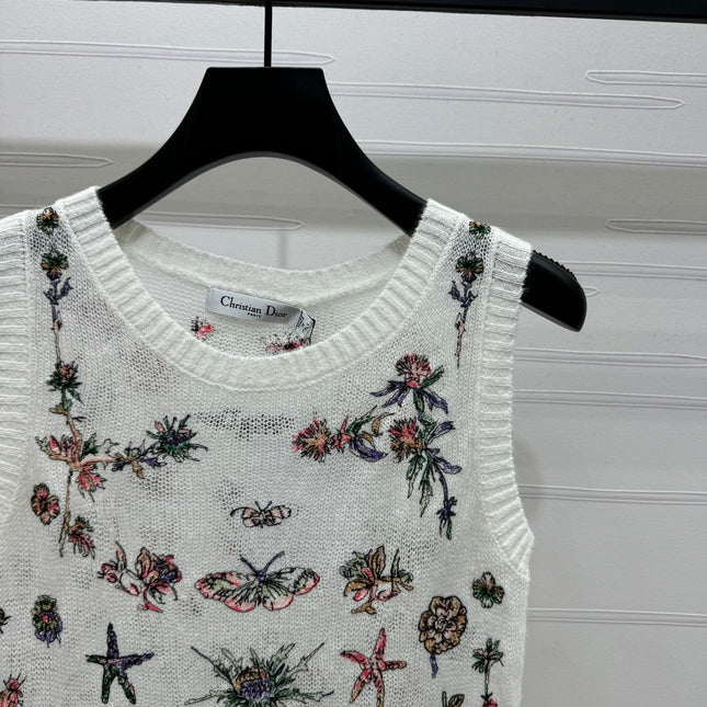 DIOR FLORAL EMBROIDERED KNITTED TANK TOP 276693