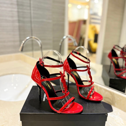 SL CASSANDRA HEELED SANDALS RED CALFSKIN
