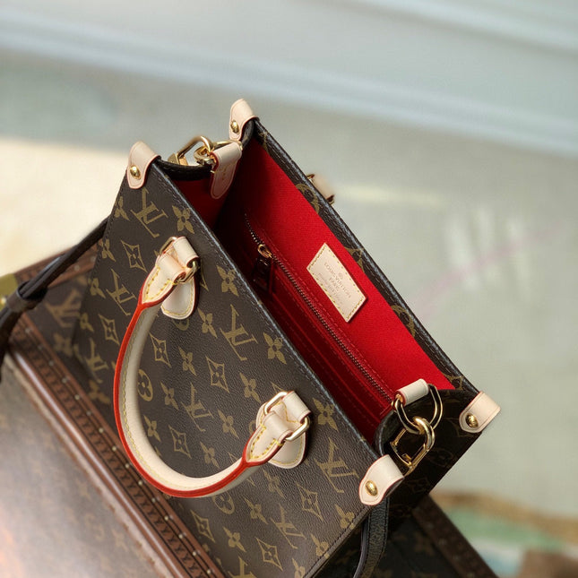 SAC PLAT 22 IN BROWN MONOGRAM COATED CANVAS AND CALFSKIN GOLD HARDWARE