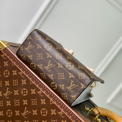 SAC PLAT 22 IN BROWN MONOGRAM COATED CANVAS AND CALFSKIN GOLD HARDWARE