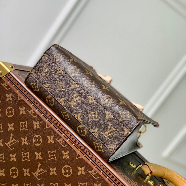SAC PLAT 22 IN BROWN MONOGRAM COATED CANVAS AND CALFSKIN GOLD HARDWARE