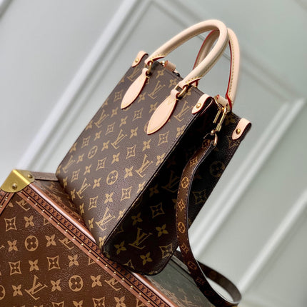 SAC PLAT 22 IN BROWN MONOGRAM COATED CANVAS AND CALFSKIN GOLD HARDWARE