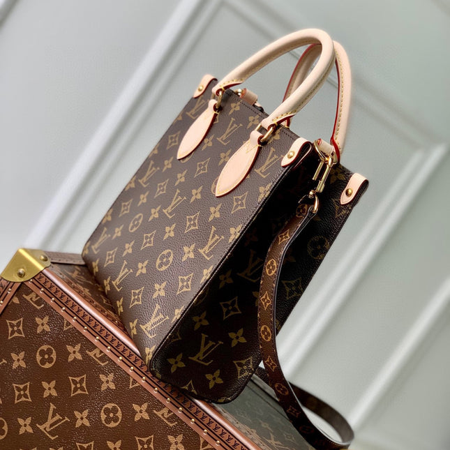 SAC PLAT 22 IN BROWN MONOGRAM COATED CANVAS AND CALFSKIN GOLD HARDWARE