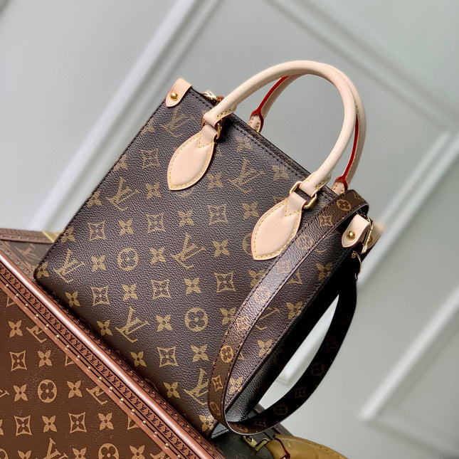 SAC PLAT 22 IN BROWN MONOGRAM COATED CANVAS AND CALFSKIN GOLD HARDWARE