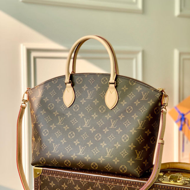 BOÉTIE PM TOTE 31.5 IN BROWN MONOGRAM COATED CANVAS AND CALFSKIN