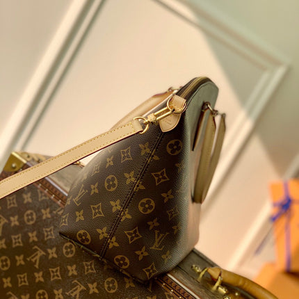 BOÉTIE PM TOTE 31.5 IN BROWN MONOGRAM COATED CANVAS AND CALFSKIN