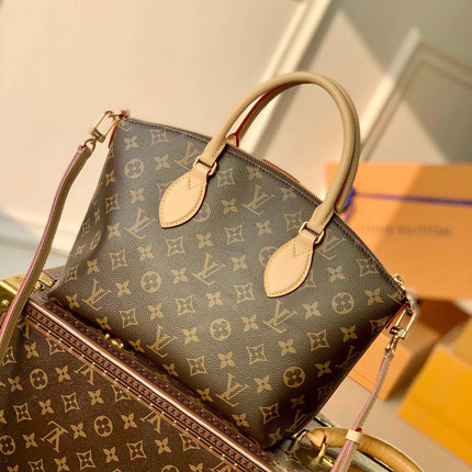 BOÉTIE PM TOTE 25 IN BROWN MONOGRAM COATED CANVAS AND CALFSKIN