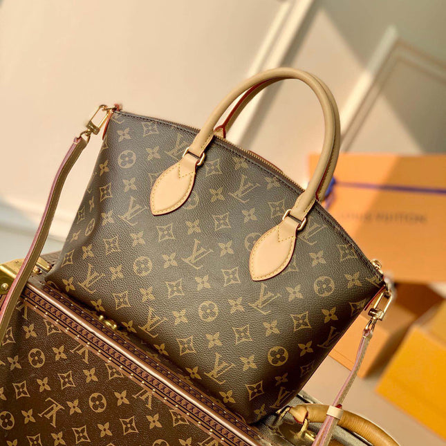 BOÉTIE PM TOTE 25 IN BROWN MONOGRAM COATED CANVAS AND CALFSKIN
