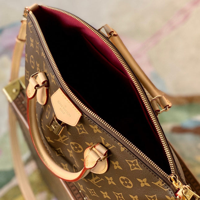 BOÉTIE PM TOTE 25 IN BROWN MONOGRAM COATED CANVAS AND CALFSKIN