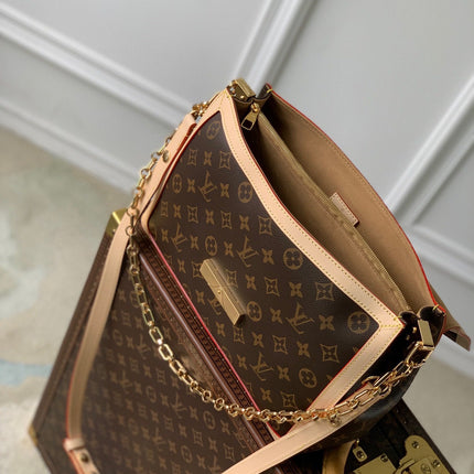 LV x TM DAUPHINE SOFT 28 IN BROWN MONOGRAM COATED CANVAS AND BLACK CALFSKIN