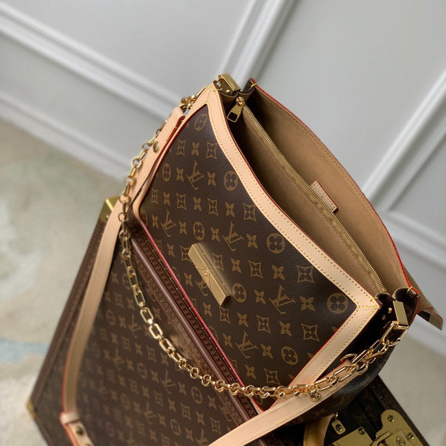 LV x TM DAUPHINE SOFT 28 IN BROWN MONOGRAM COATED CANVAS AND BLACK CALFSKIN