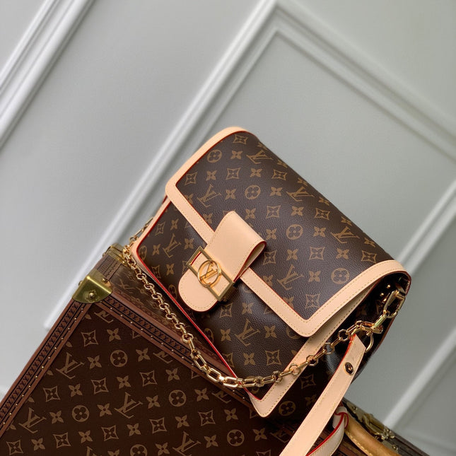 LV x TM DAUPHINE SOFT 28 IN BROWN MONOGRAM COATED CANVAS AND BLACK CALFSKIN