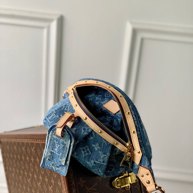 HIGH RISE 38 IN BLUE MONOGRAM DENIM GOLD HARDWARE