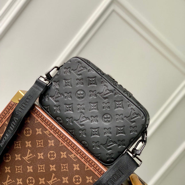 ALPHA NANO BAG 24 IN BLACK MONOGRAM SHADOW EMBOSSED COWHIDE