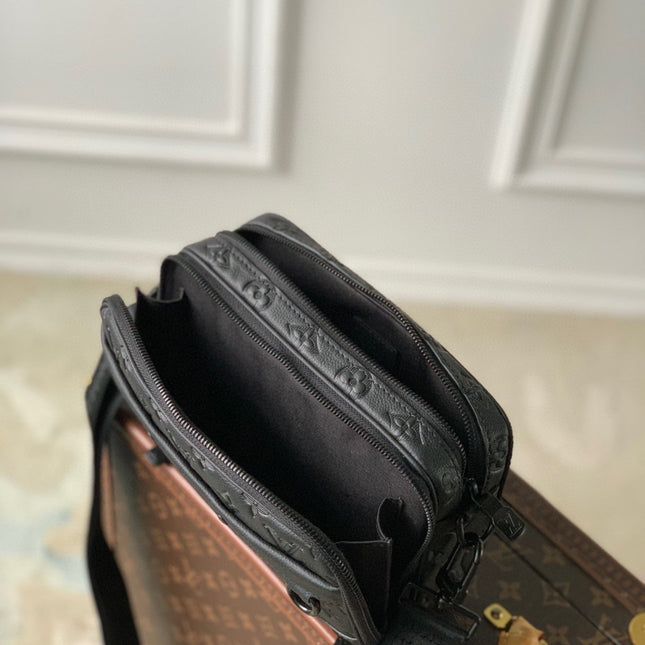 ALPHA NANO BAG 24 IN BLACK MONOGRAM SHADOW EMBOSSED COWHIDE