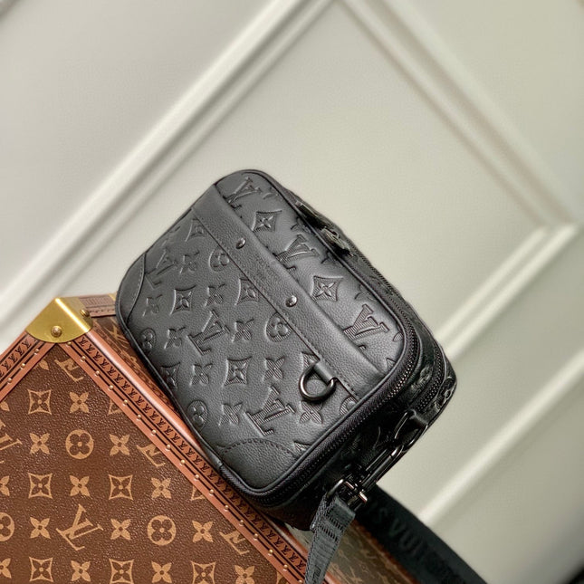 ALPHA NANO BAG 24 IN BLACK MONOGRAM SHADOW EMBOSSED COWHIDE