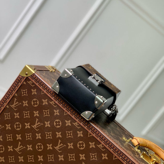 CAMERA BOX VIVE BAG 17 IN BLACK MONOGRAM CALFSKIN SILVER-TONE METALLIC