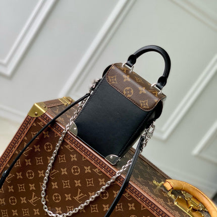 CAMERA BOX VIVE BAG 17 IN BLACK MONOGRAM CALFSKIN SILVER-TONE METALLIC