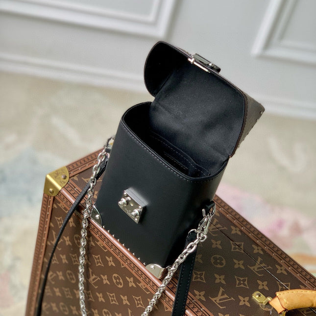 CAMERA BOX VIVE BAG 17 IN BLACK MONOGRAM CALFSKIN SILVER-TONE METALLIC
