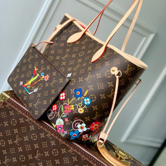 NEVERFULL TOTE BAG 31 IN MULTICOLOR FLORAL CANVAS