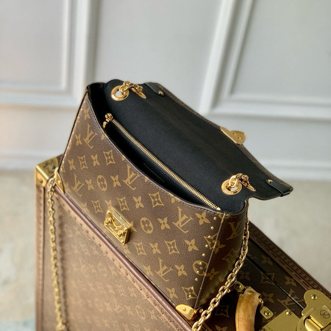 TRUNKIE 27 IN BROWN COATED CANVAS BLACK CALFSKIN SIGNATURE S-LOCK
