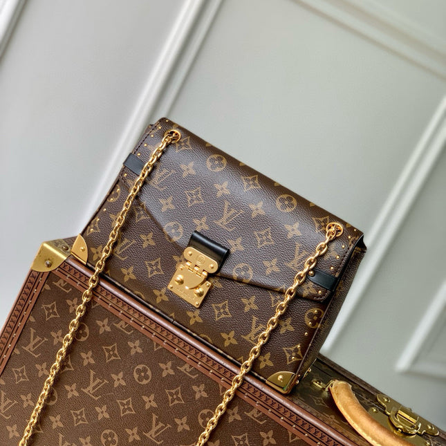 TRUNKIE 27 IN BROWN COATED CANVAS BLACK CALFSKIN SIGNATURE S-LOCK